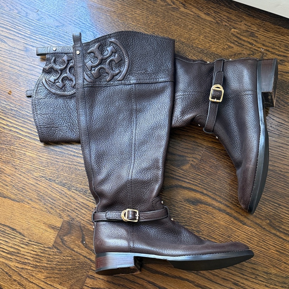 Tory Burch Brown Leather Riding Boots